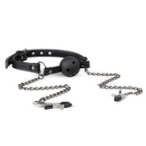 Fetish Collection Open Ball Gag With Nipple Clamps - - Nipple and Clit Clamps